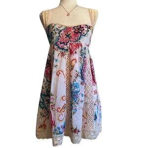 Tracy Feith Le Shack Boho Floral Patchwork Lace Babydoll Sundress 2000 4